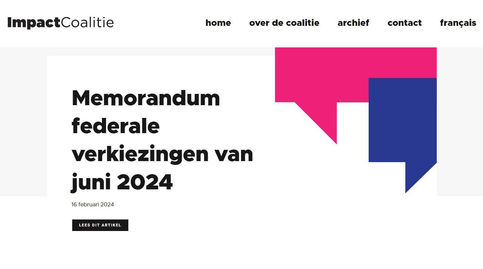 Coalition Impact Coalitie – Memorandum Federale Verkiezingen 2024